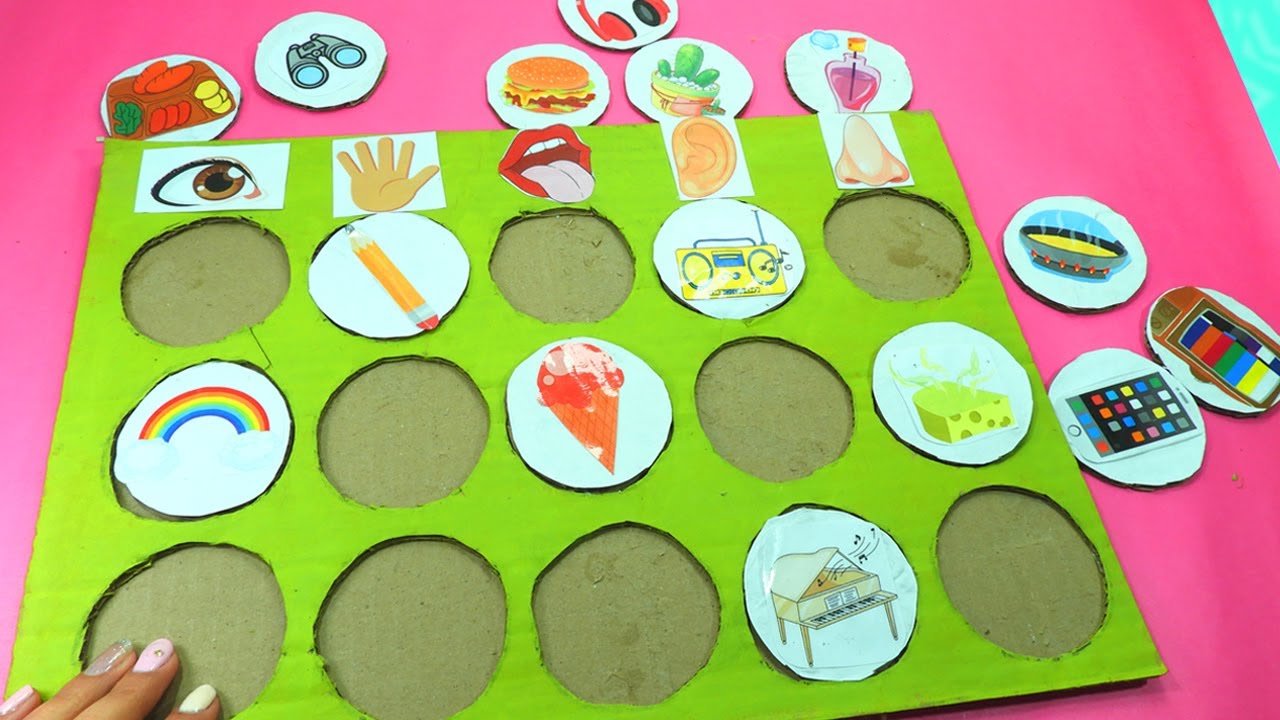 LOS CINCO SENTIDOS JUEGO DID&Aacute;CTICO 🤗  Manualidades con cart&oacute;n reciclado