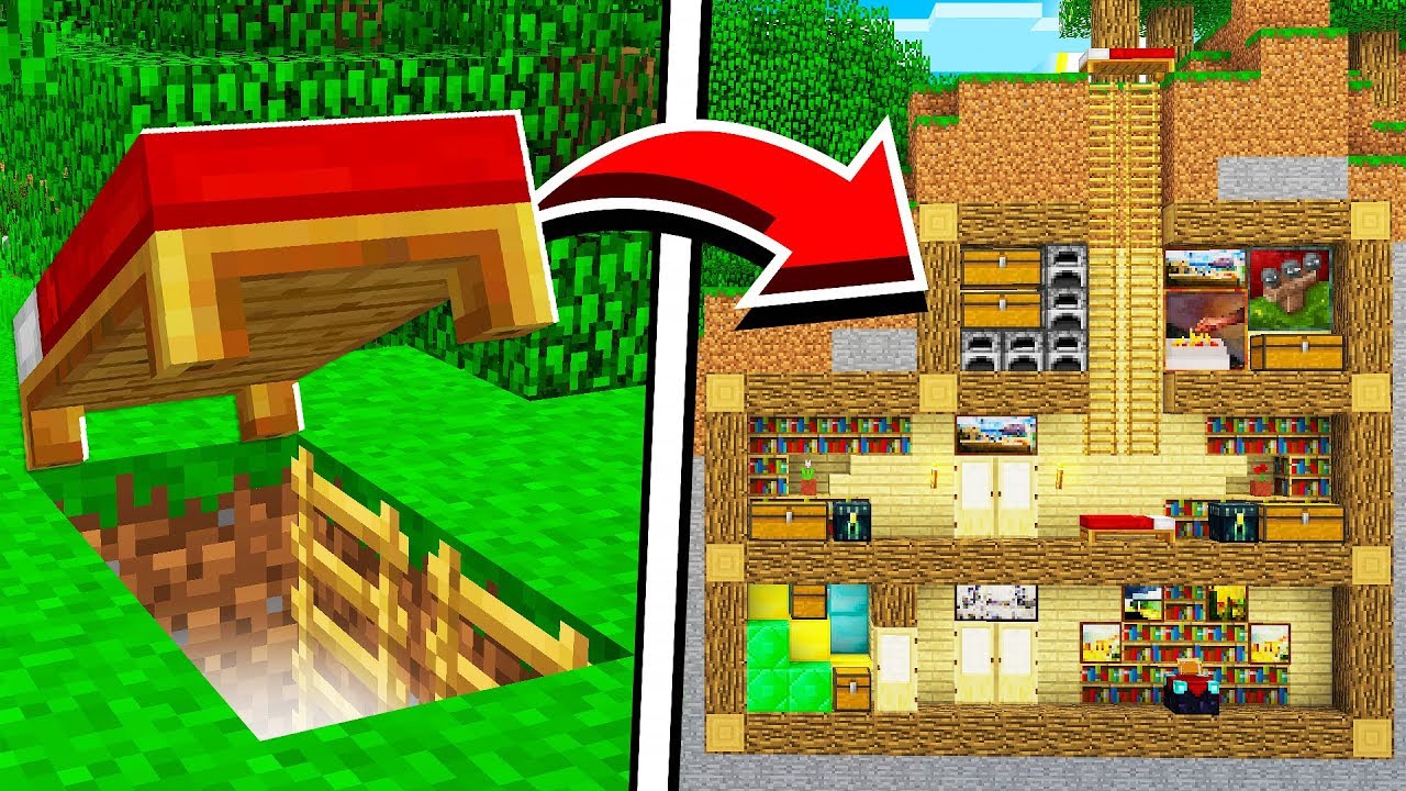 How to Build a SECRET BASE Under a Bed in Minecraft! (NO MODS!)