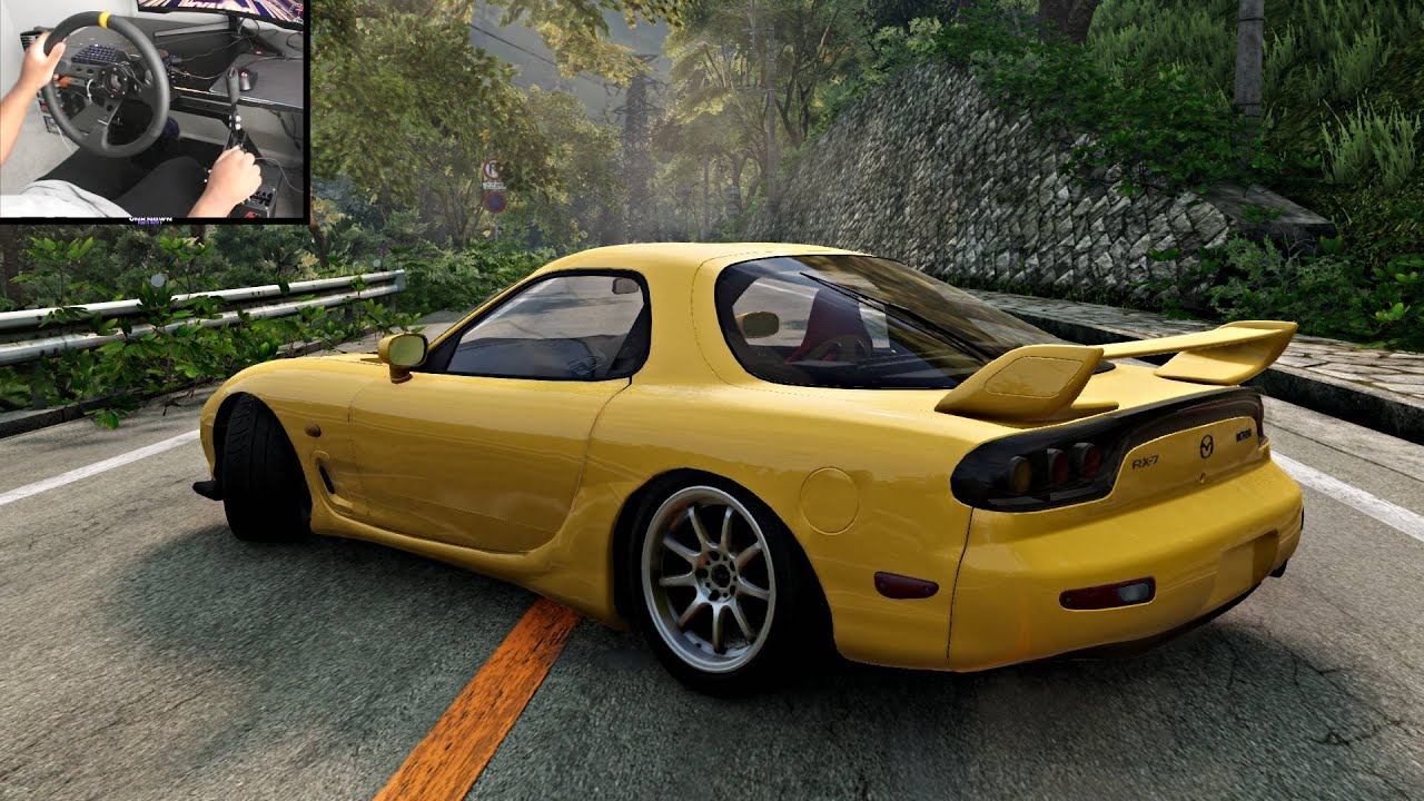 Mazda RX7 Drifting Nanamagari Touge - BeamNG.Drive (Moza R3)