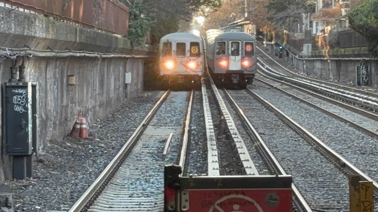 BMT Brighton line: Newkirk Plaza, railfanning express B trains and local Q trains