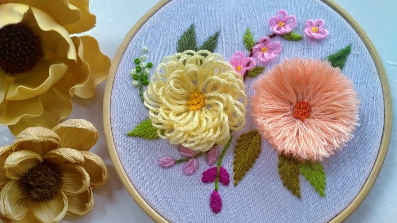 Cute Flowers Hand Embroidery | Easy Ways to Embroider for Beginner | Tutorial Menyulam Bunga Bagi