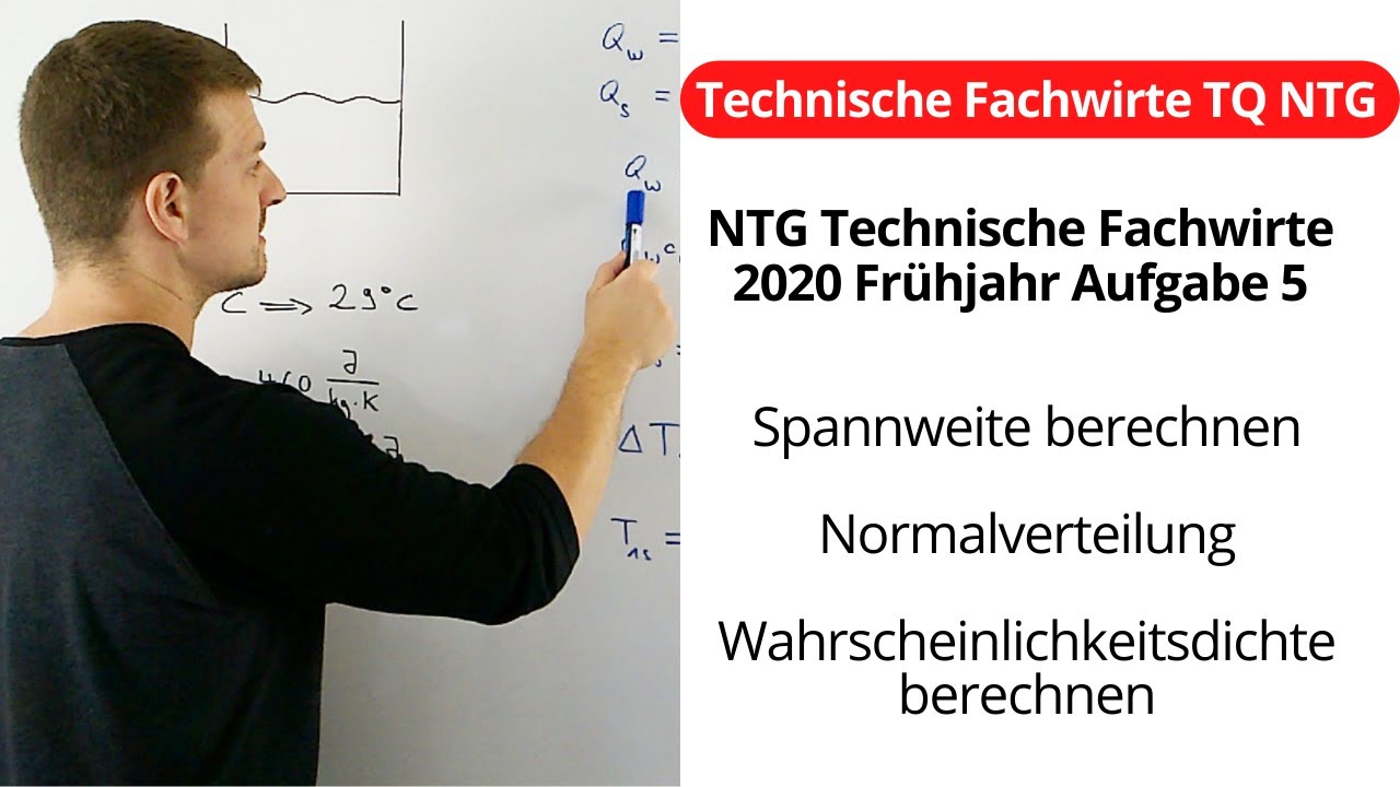 NTG Technische Fachwirte 2020-1 Aufgabe 5 - Spannweite, Normalverteilung, Wahrscheinlichkeitsdichte
