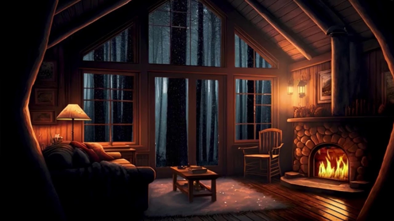 LIVE living room Fire crackling Sounds To Fall Asleep Instantly | Study with me | 12 hours live