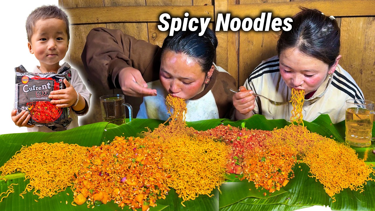 Spicy Current & Chatpate Mukbang with aunty SANO DIMA सानो दिमासँग हाम्रो आजको खाजाVillage food vlog
