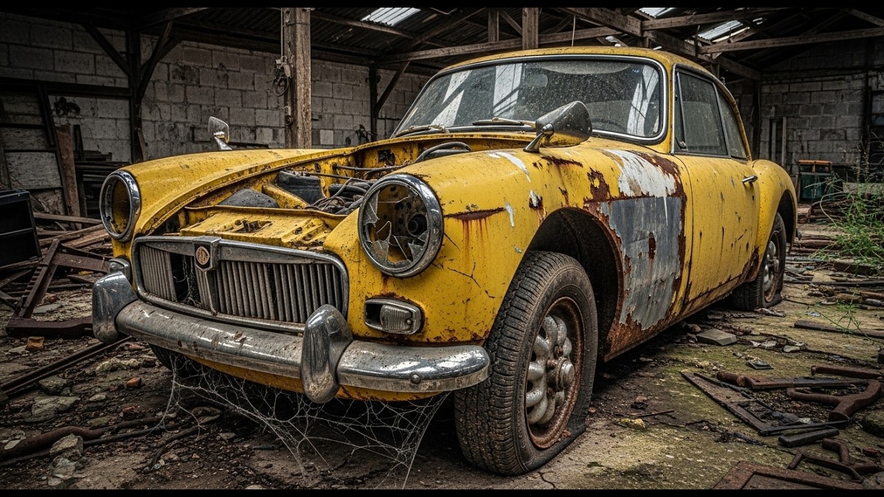 Abandoned 1973 MG MGB Restored to Perfection 💛🔥 Classic Car Transformation 2026 🚗✨ #car #reborn