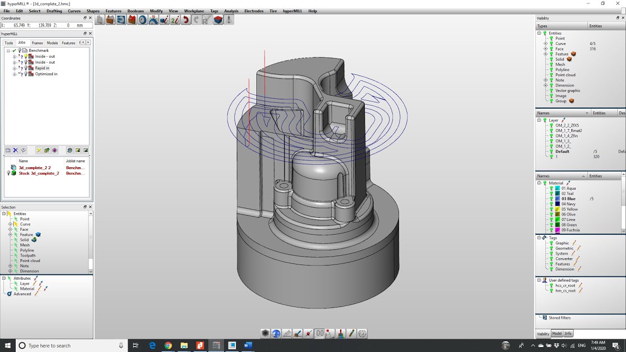 3 tùy chọn chạy dao của hyperMILL 3D Arbitrary Stock Roughing