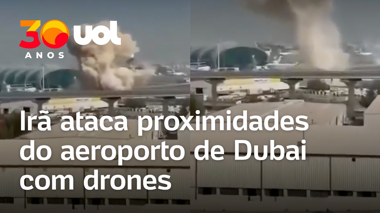 Irã ataca proximidades do aeroporto de Dubai com drones; vídeo mostra momento