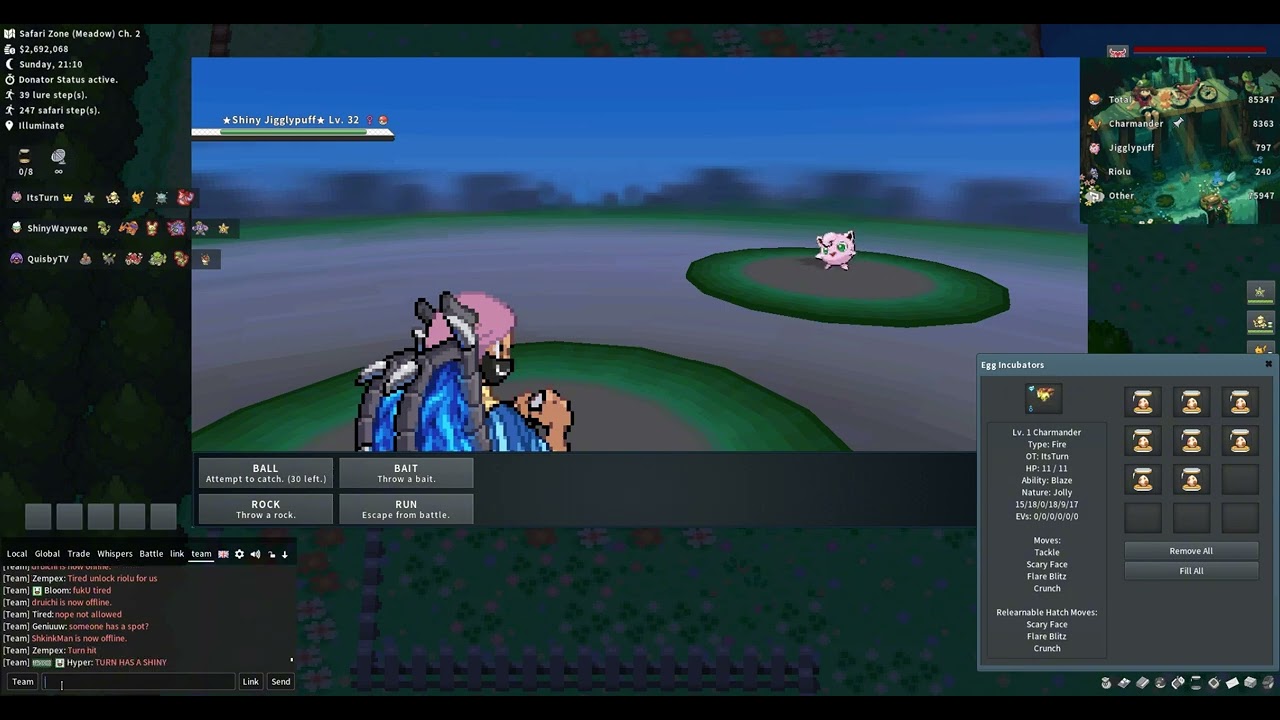 Shiny Jigglypuff from Team [Sÿn] 1 year Anniversary Event PokeMMO