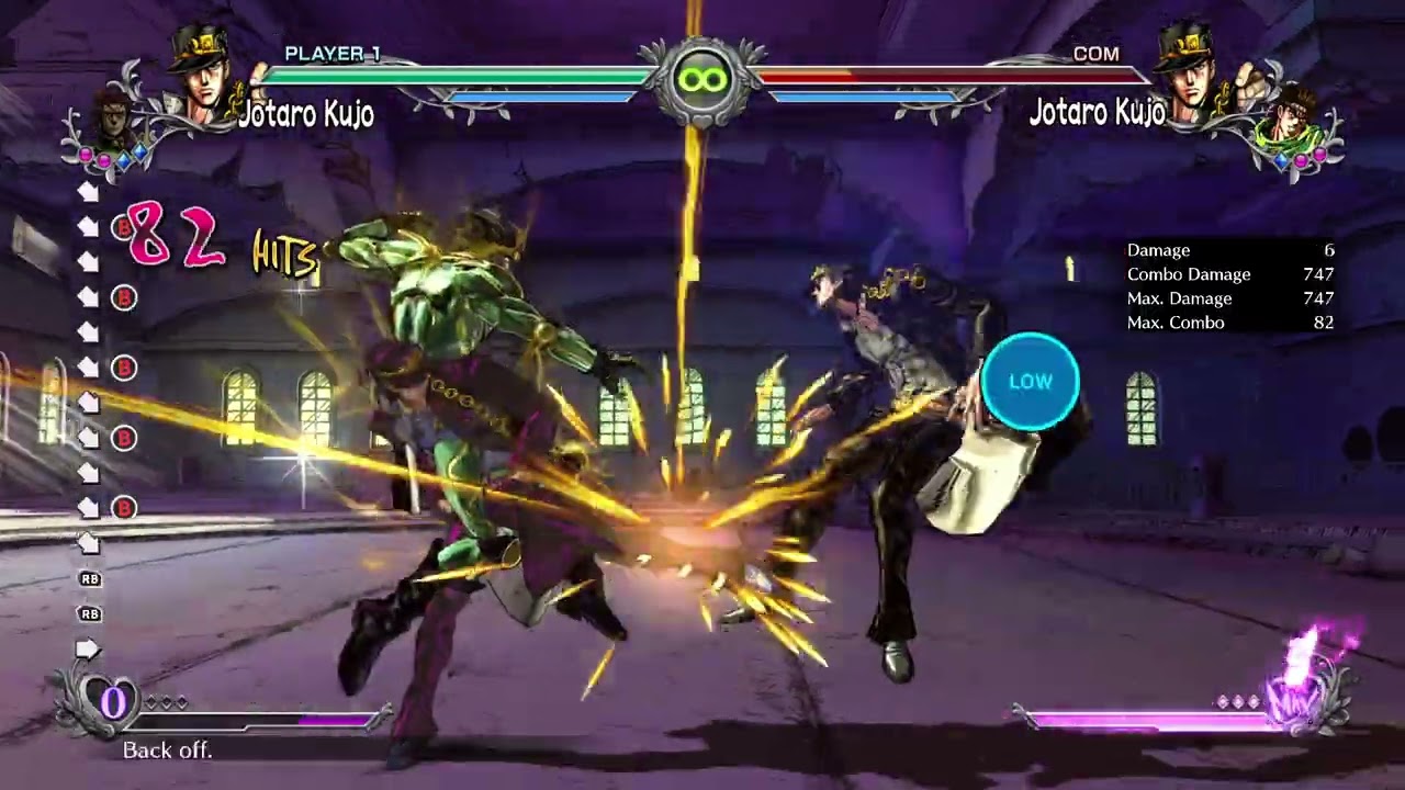 [JoJo ASBR] Jotaro 3 | s.5M | 907 DMG | 2 bars | SideWall | w/Kakyoin