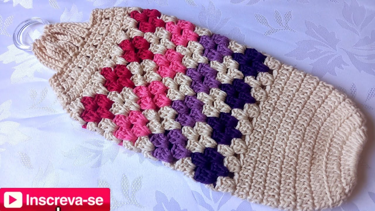 puxa saco geometrico em croche