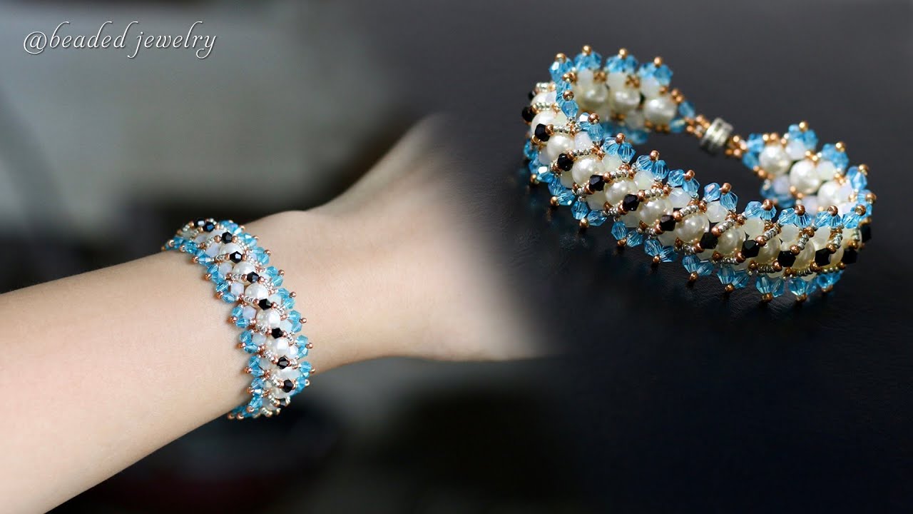 Aqua bracelet. Easy to make beaded jewelry. Beading tutorial