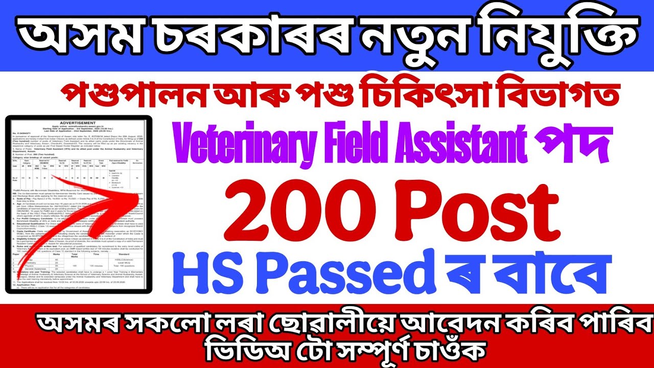 Assam Govt New Jobs | Veterinary and Animal Husbandry Jobs| Jobs In Asaam 2026 | Assam Govt Job 2026