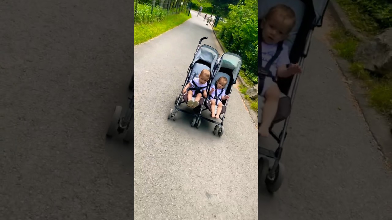 The stroller with twins goes up by itself 😉 #dwarf #comedy #family #twins #funny #близнюки #shorts