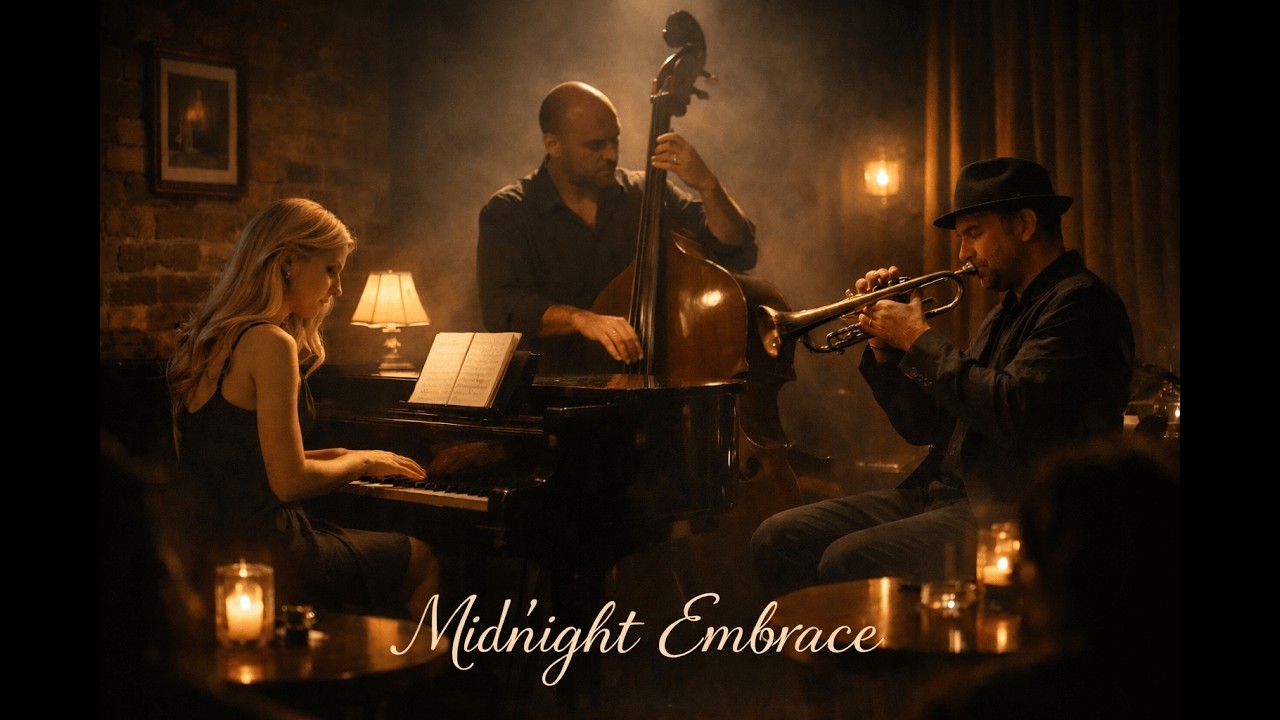 Midnight Embrace  Intimate Acoustic Jazz Trio | Relaxing Piano, Upright Bass & Soft Trumpet