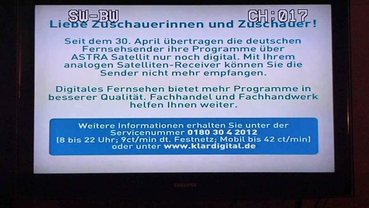 ASTRA 19,2° Ost | Analogabschaltung (30.04.2012)