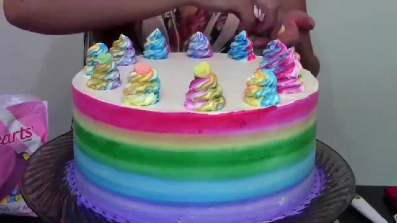 Quick and Easy Rainbow Cake- Cake Decorating