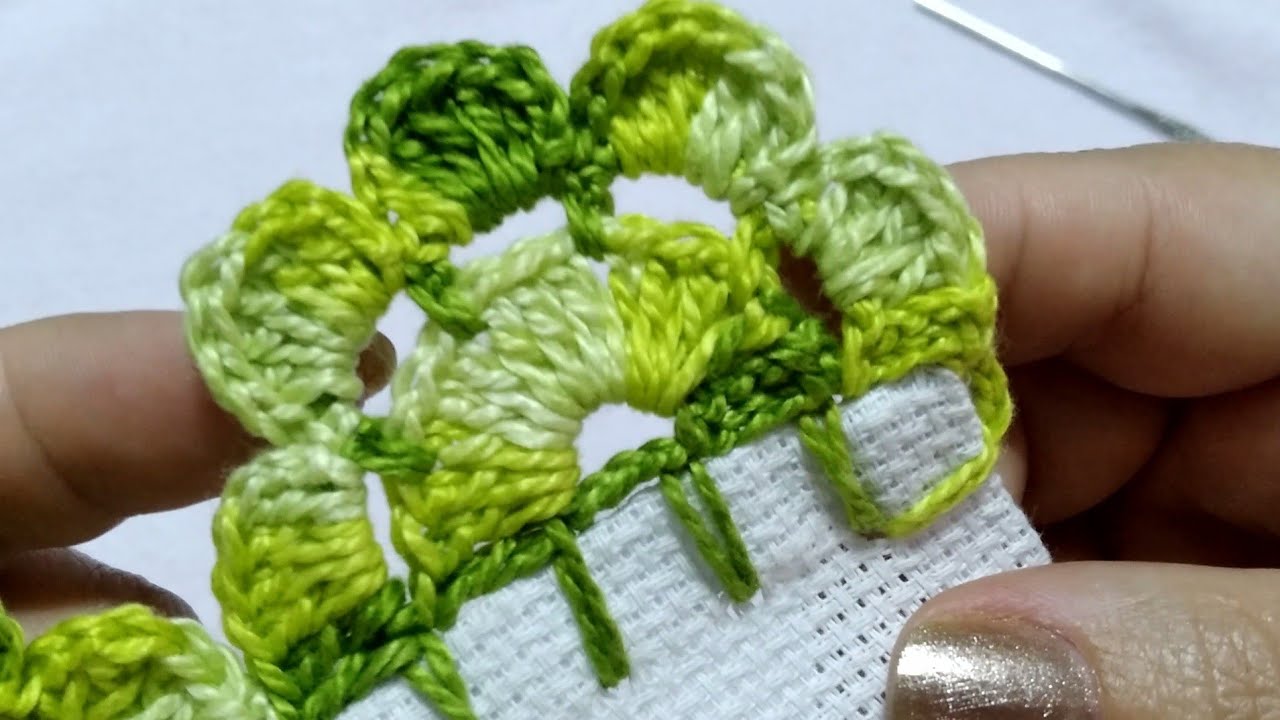 bico/barrado de crochê fácil carreira única para pano de prato #crochê #barrado #auladecrochê #049