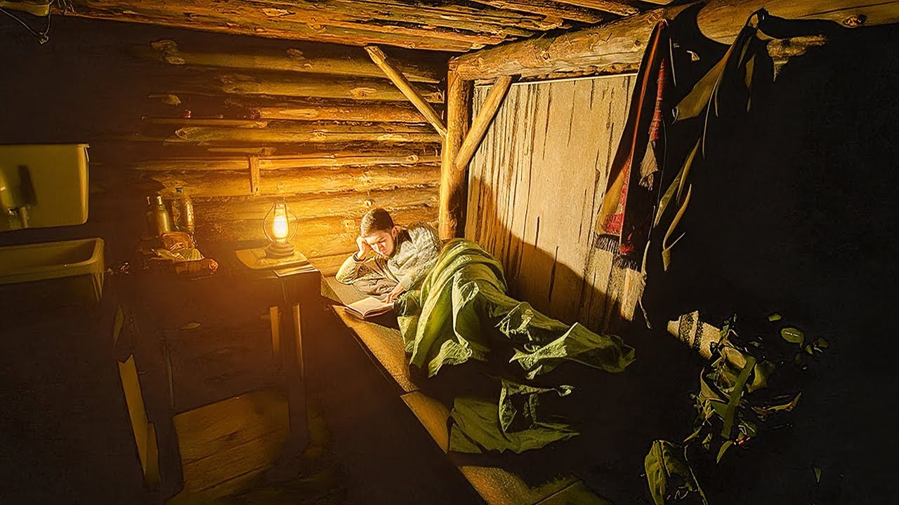 Night in an underground shelter. Cooking. Outside -8°C inside +30°C.