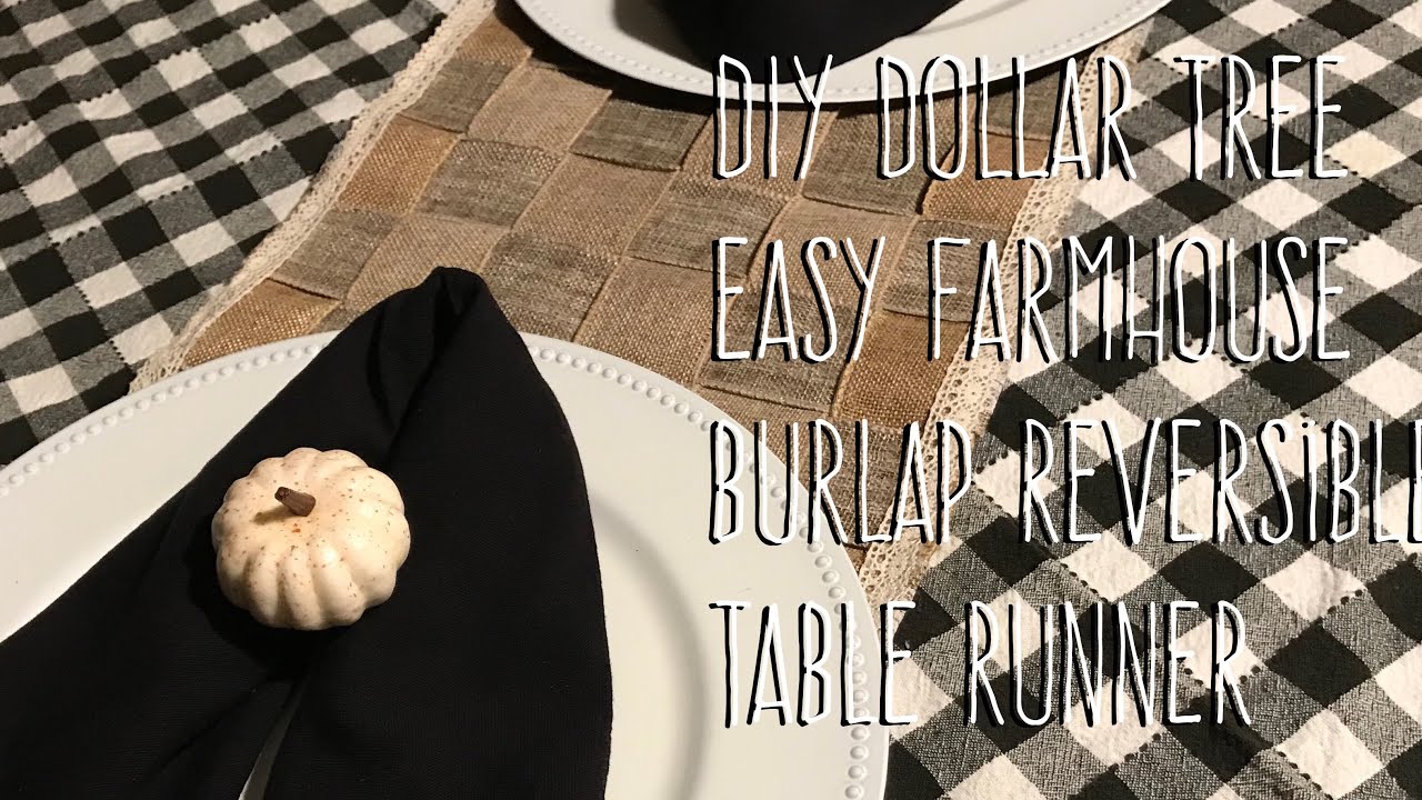 DIY Dollar Tree Easy Farmhouse Burlap Reversible Table Runner