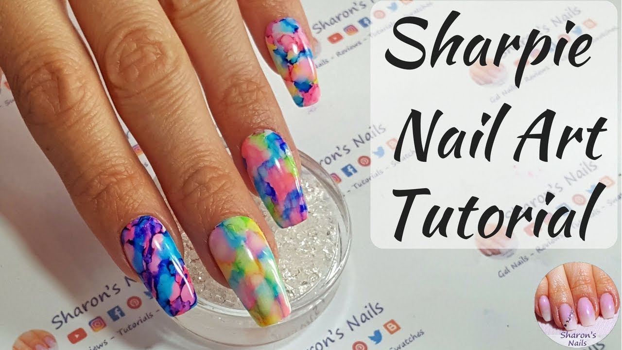Sharpie Nail Art Tutorial Using Cheap £1 Markers - Alcohol Ink Nails