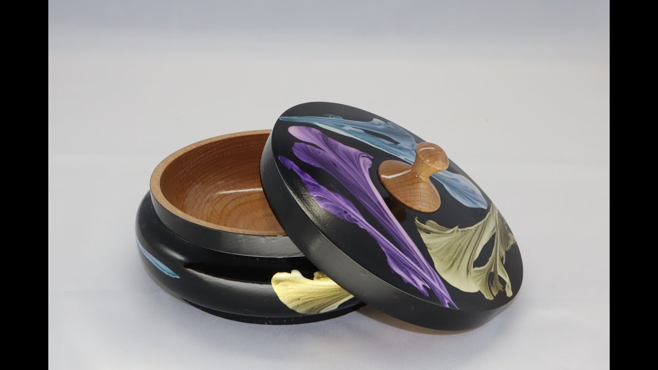 Woodturning #45 -  Shallow lidded Box with Colours
