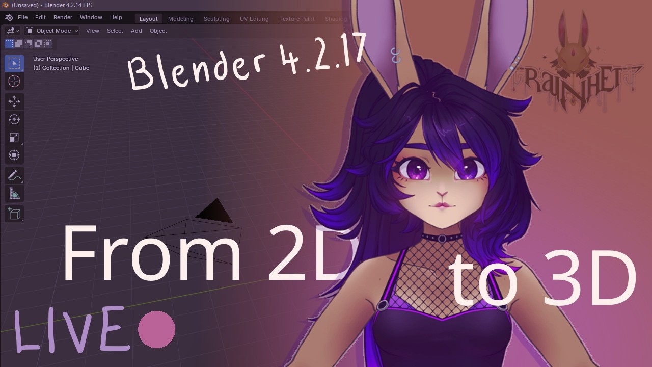♡ Modeling a VTuber bunny girl from scratch! Blender 3D ✧♡ Live! ✧ 04