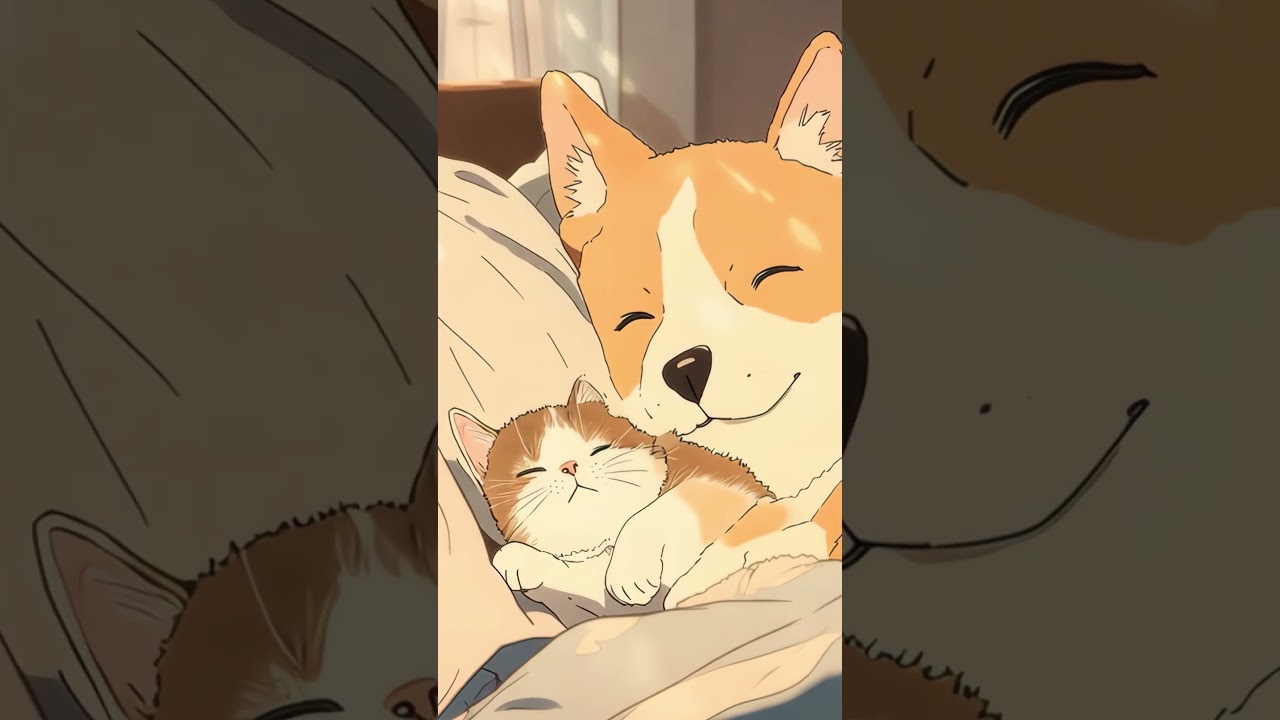 Soft Morning with Piano – Cozy Dog & Cat Moments on the Bed 🐾🎹 