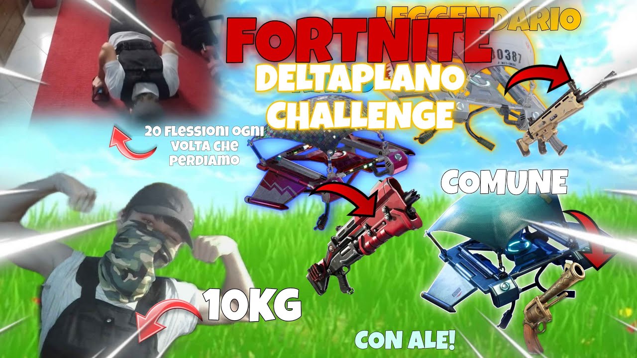 FORTNITE DELTAPLANO CHALLENGE,MA OGNI VOLTA CHE PERDO FACCIO 20 FLESSIONI CON 10 KG!!! #fortnite