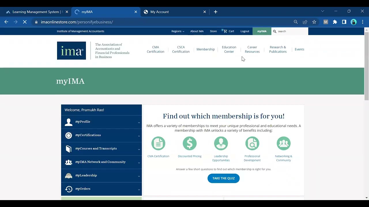 IMA Membership and Exam Registration For Miles Candidates