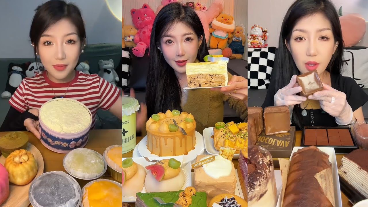 ASMR Eating Cake 🤤🎂 Cream chocolate 🍫 Dessert 🎂 Tiramisu Caramel #asmr #creamcake #cake #tiramisu 
