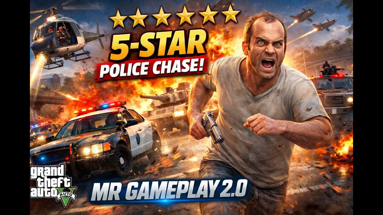 5 ⭐ POLICE CHASE ME☠️🤣 #shortslive #gtav