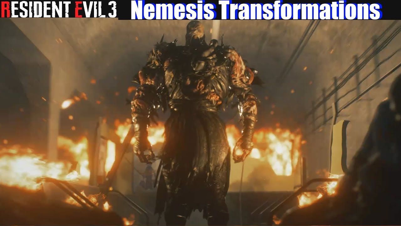 RE3 Remake All Nemesis Boss Fights & Transformations - Resident Evil 3 Remake 2020