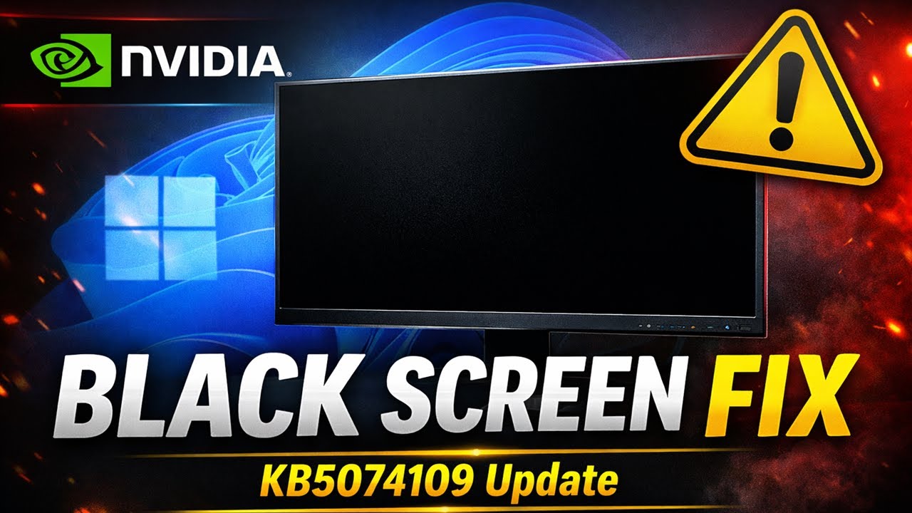 Исправление проблемы черного экрана в Windows 11 (KB5074109) для видеокарт NVIDIA | Обновление от...