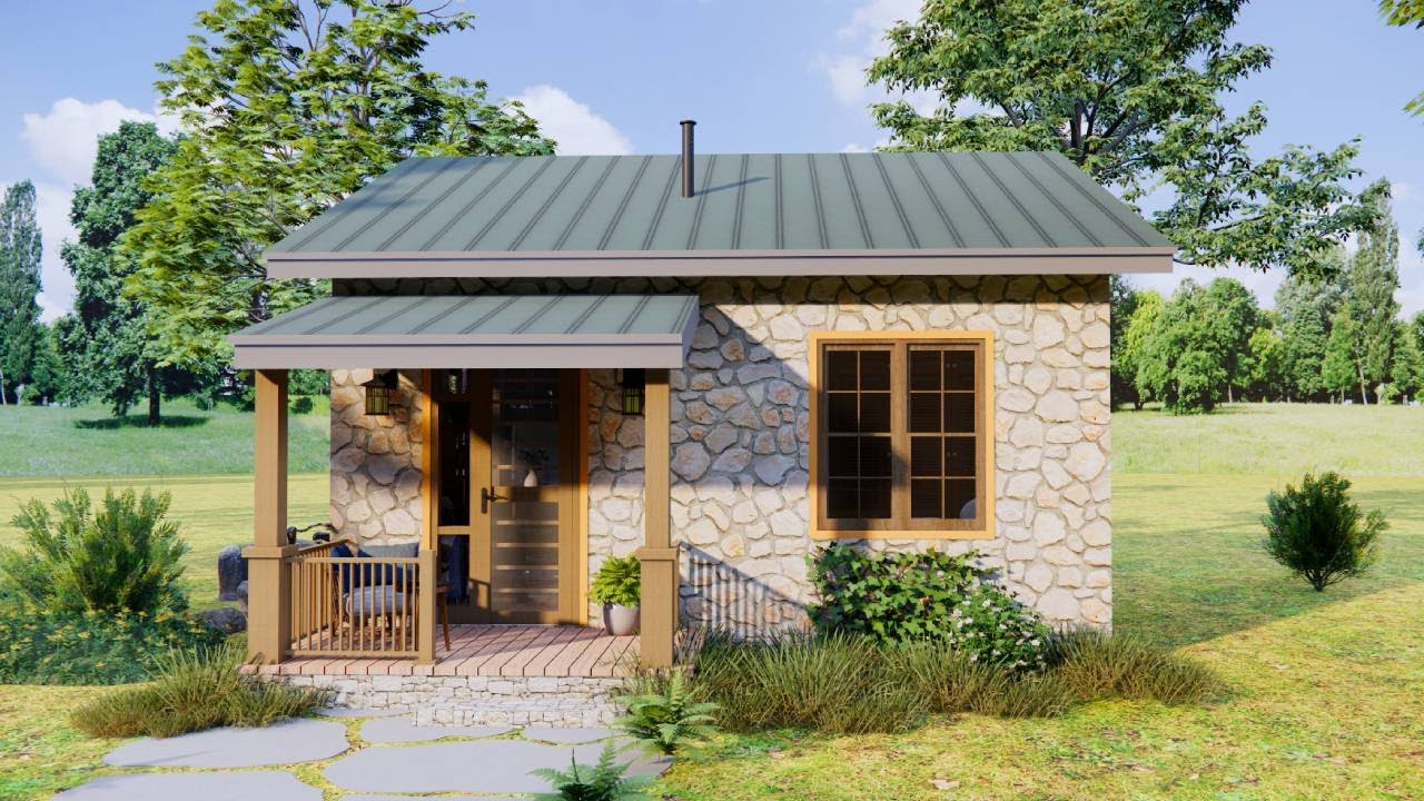 20' x 20' (6 x 6 Meters) Minimal Rustic Cottage with Modern Metal Roof | Exploring Tiny House
