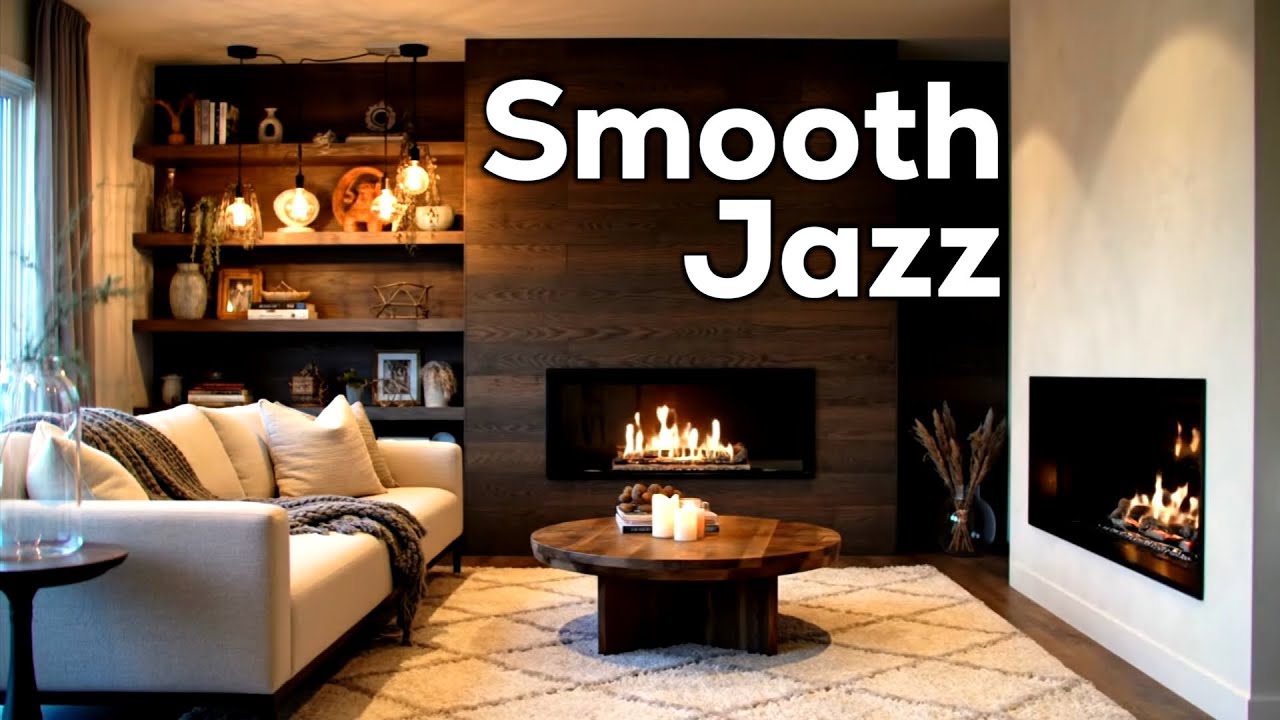 Smooth Jazz Music & Crackling Fireplace Ambience🔥Relaxing Jazz Instrumental Music for Studying, Work