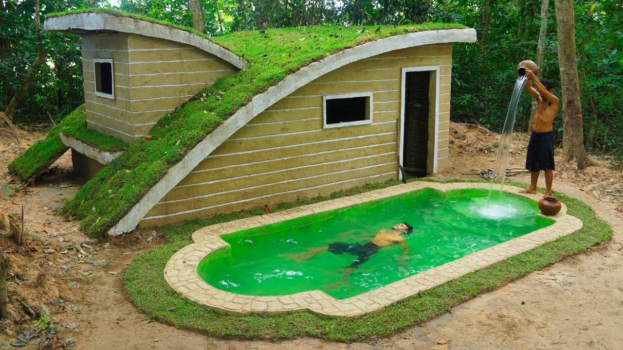 25 Days Building The Most Amazing Underground Temple House and Swimming Pool