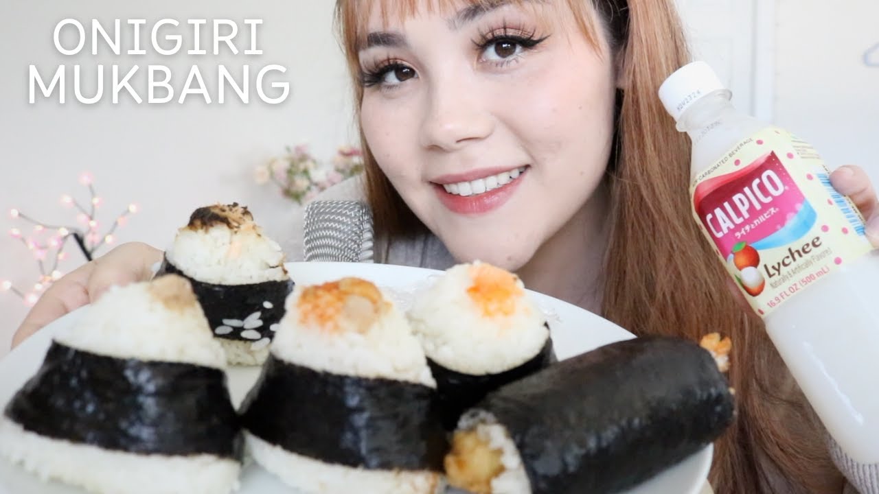 ASMR Japanese Onigiri Rice Balls Mukbang 🍙 Sticky Rice Eating Sounds 주먹밥먹방