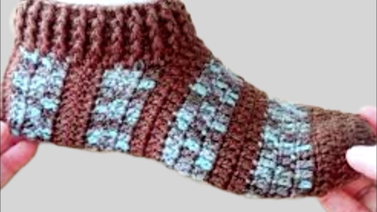 جوارب كروشيه دافئة وسهلة جدا | Crochet Socks Tutorial – Easy & Warm Handmade Socks