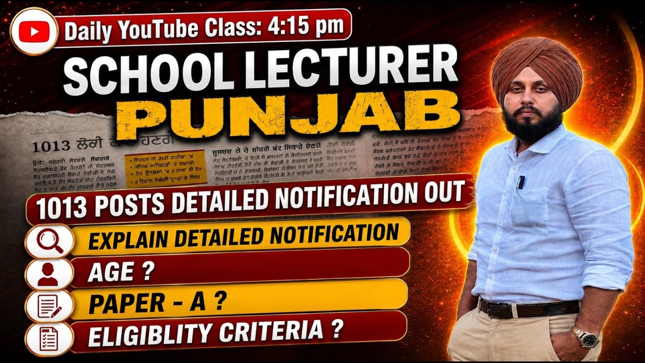 SCHOOLLECT. PUNJAB 1013 POST DETAILED NOTIFICATION EXPLAIN AGE  ? PAPER- A ? ELIGIBITY CRITERIA ?