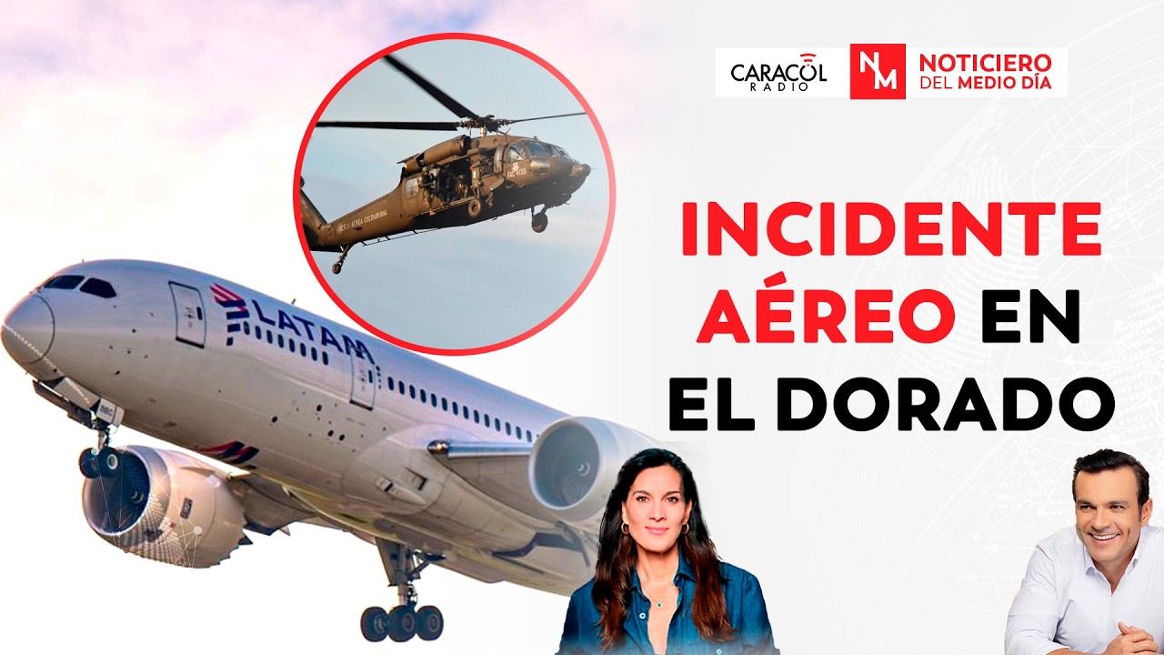 Helicóptero FAC frena avión en pleno despegue en el aeropuerto El Dorado | Noticiero del Mediodía