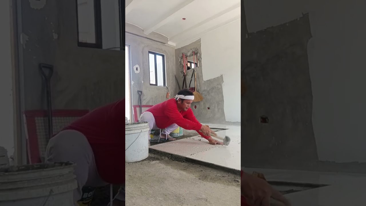 Installing Floor Tiles Live | Construction Work