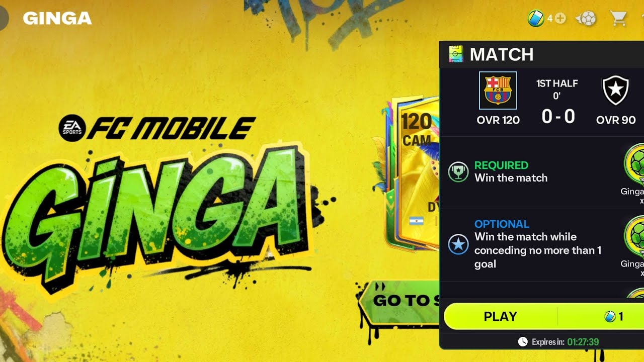 FC Barcelona vs. Botafogo. Ginga. FC Mobile 
