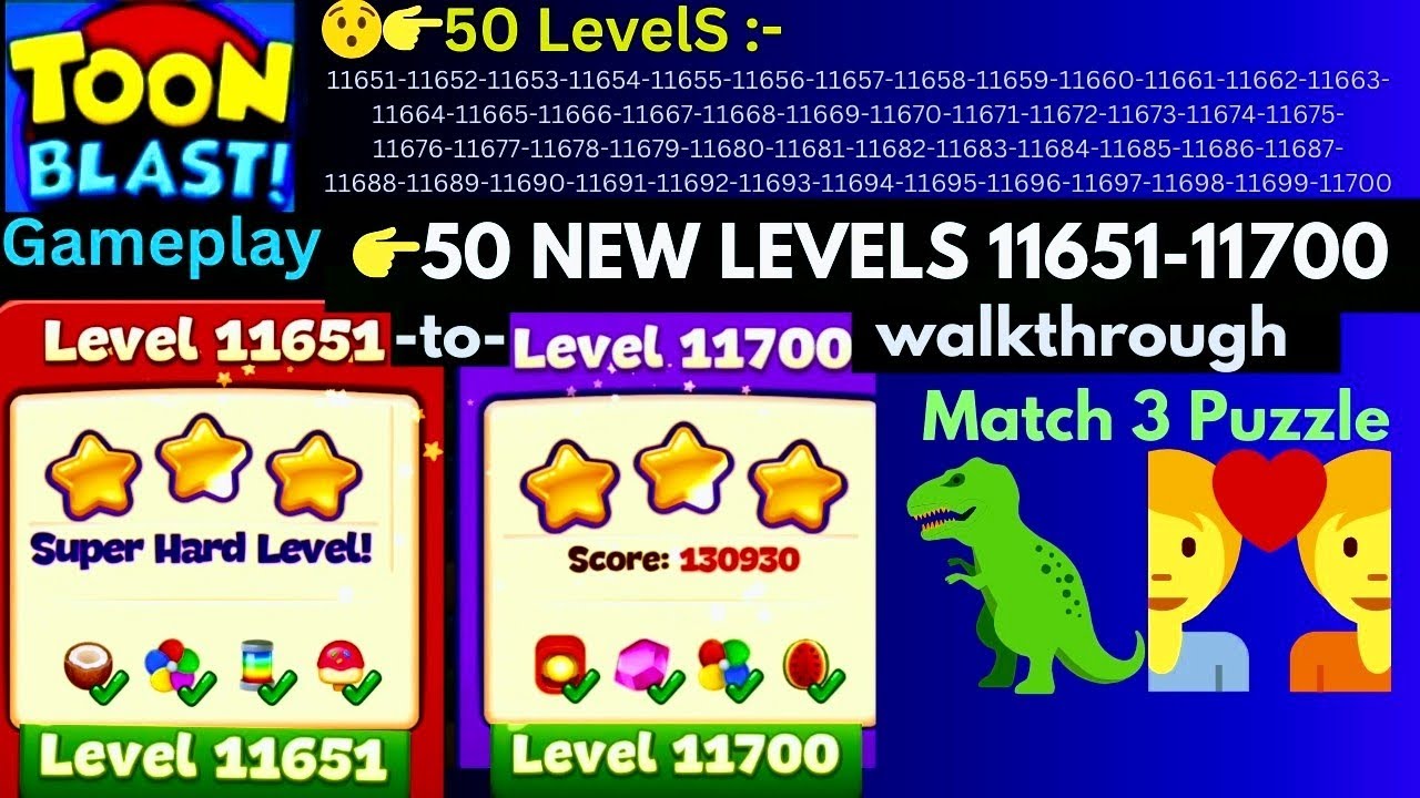 Toon Blast LEVEL 11651-11700 👉50 NEW LEVELS 😯 Toon Blast Updated ✨ NO BOOSTER