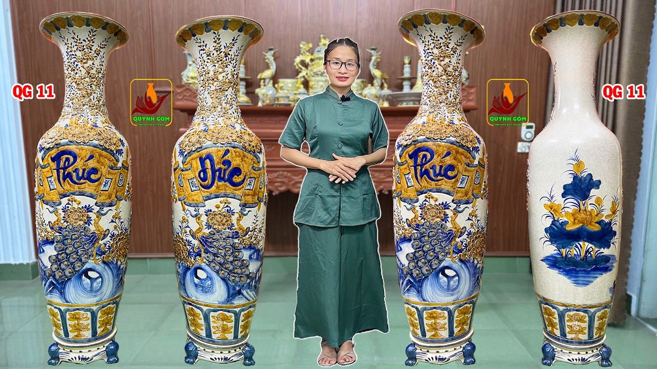 Đón Năm Mới Với Cặp Lộc Bình Phúc Đức Đắp Nổi Men Hoàng Thổ Bát Tràng Giúp Quanh Năm Gia Đạo Bình An