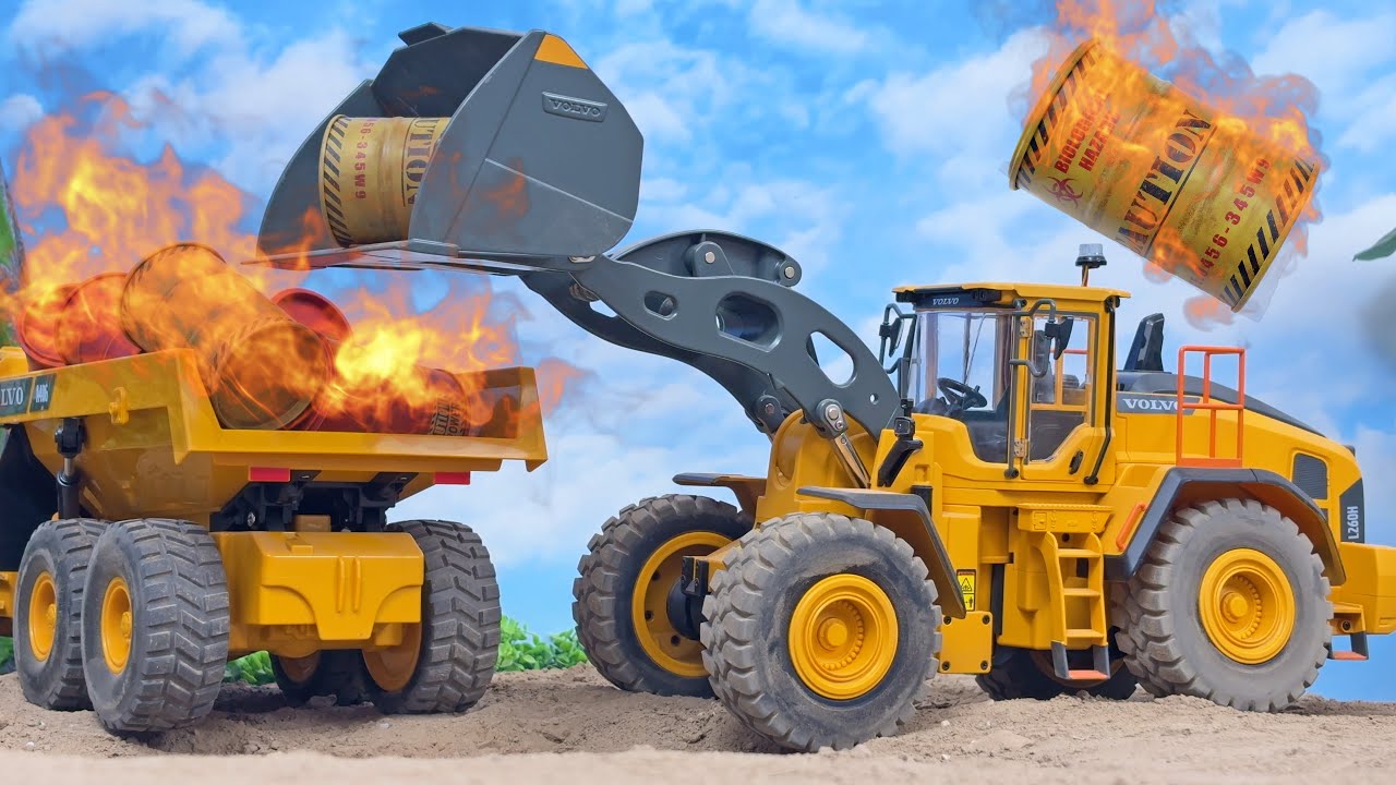 Tested a new loader, caught fire while moving oil drums
