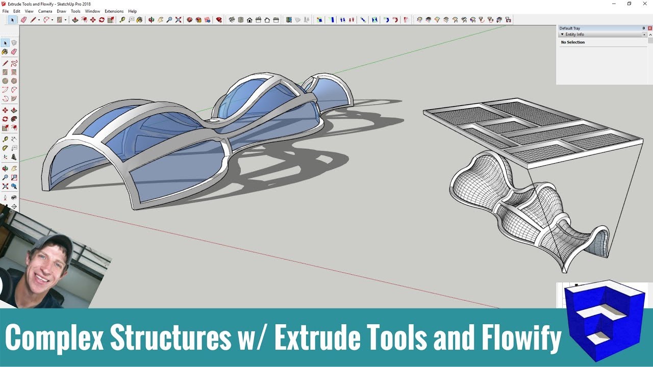 Моделирование сложных конструкций в SketchUp с помощью инструментов выдавливания и Flowify!