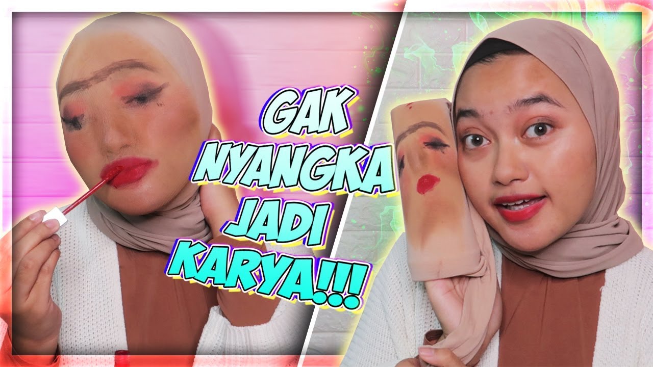 CHALLENGE MAKEUP DI LAPISIN STOCKING - ENGAP BANGET!!