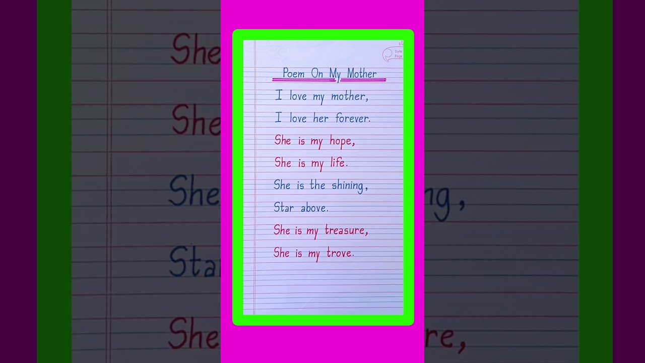 Poem On My Mother in English | My Mother Poem in English | Maa Par Poem | Poem On Mother in English