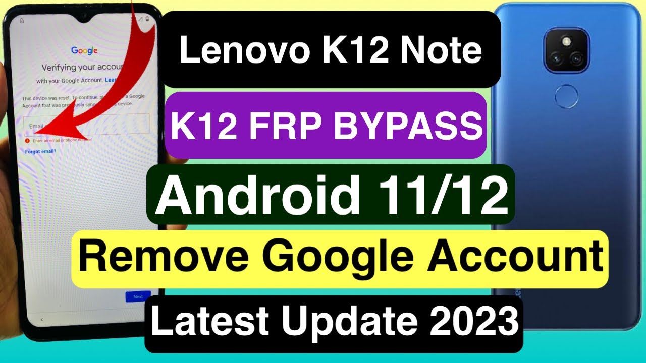 Lenovo K12 Note FRP Bypass/Lenovo K12 Google Account Unlock-Android 11/12-New Methord 2023 WithoutPC