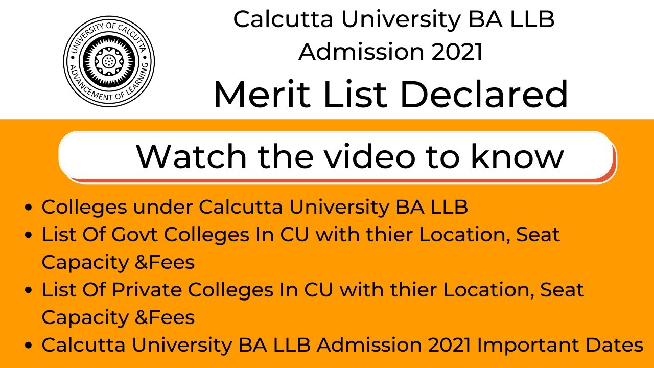 Calcutta University BA LLB Admission 2021 in Hindi , CU BA LLB Important Dates 2021 Watch Video